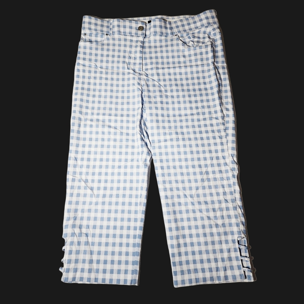 Verve blues white and blue checkered pants for women